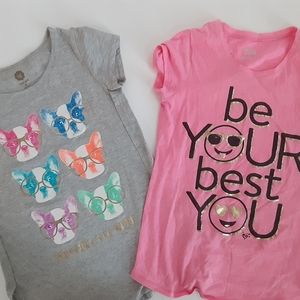 Two T-shirt Bundle. Pink, grey and gold